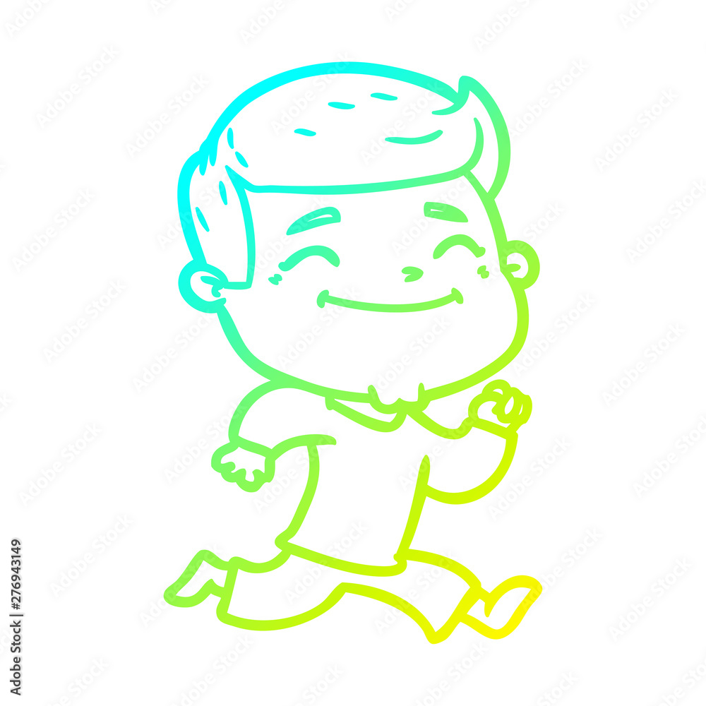 cold gradient line drawing happy cartoon man running cold gradient line drawing happy cartoon man running