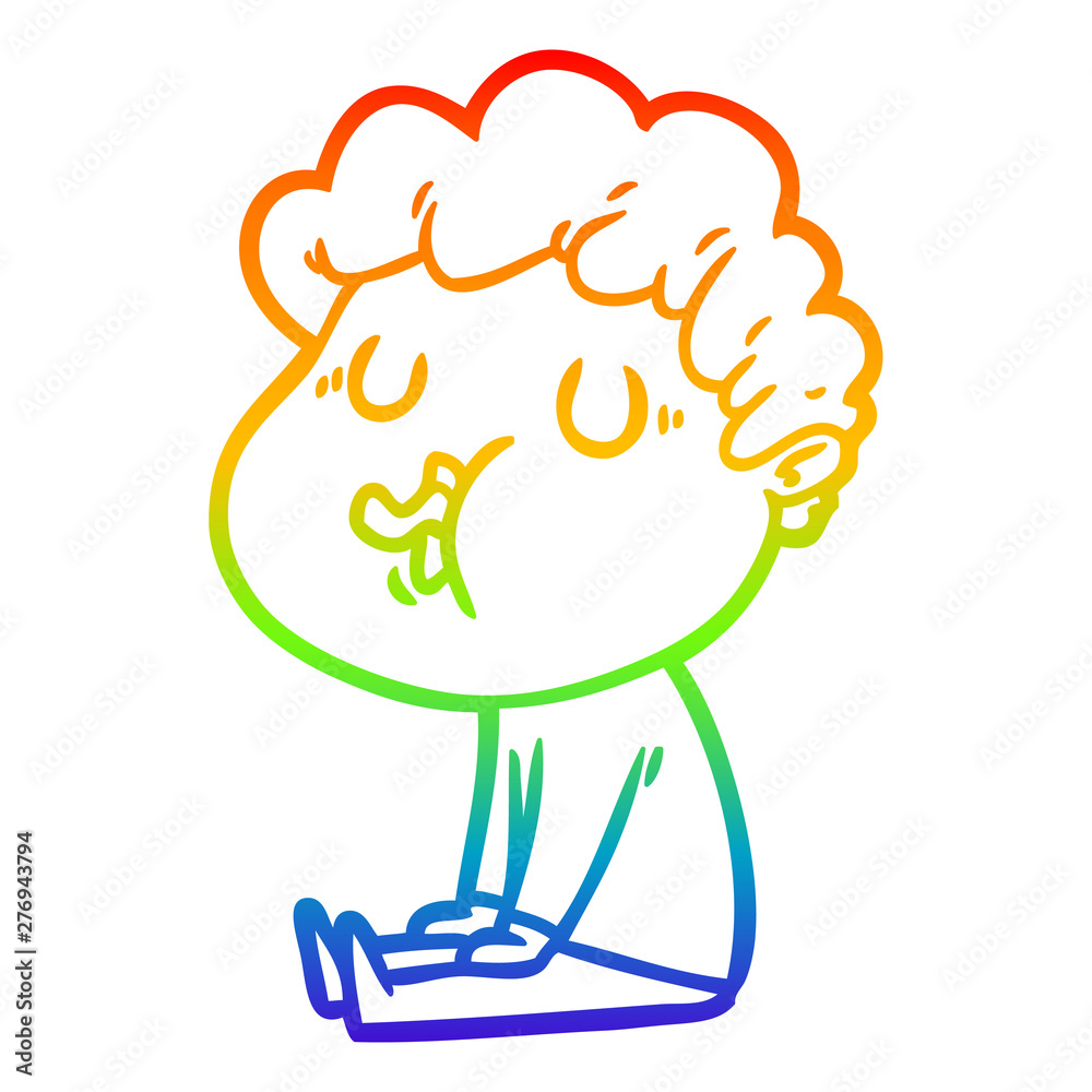 rainbow gradient line drawing cartoon man singing rainbow gradient line drawing cartoon man singing
