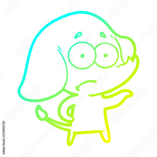 cold gradient line drawing cartoon unsure elephant