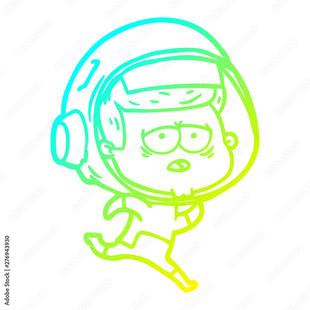 cold gradient line drawing cartoon tired astronaut cold gradient line drawing cartoon tired astronaut