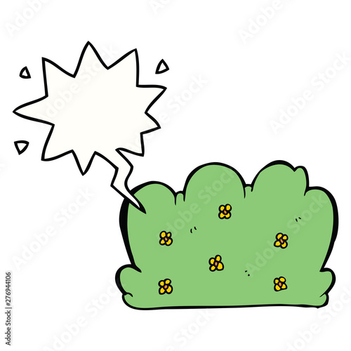 cartoon hedge and speech bubble