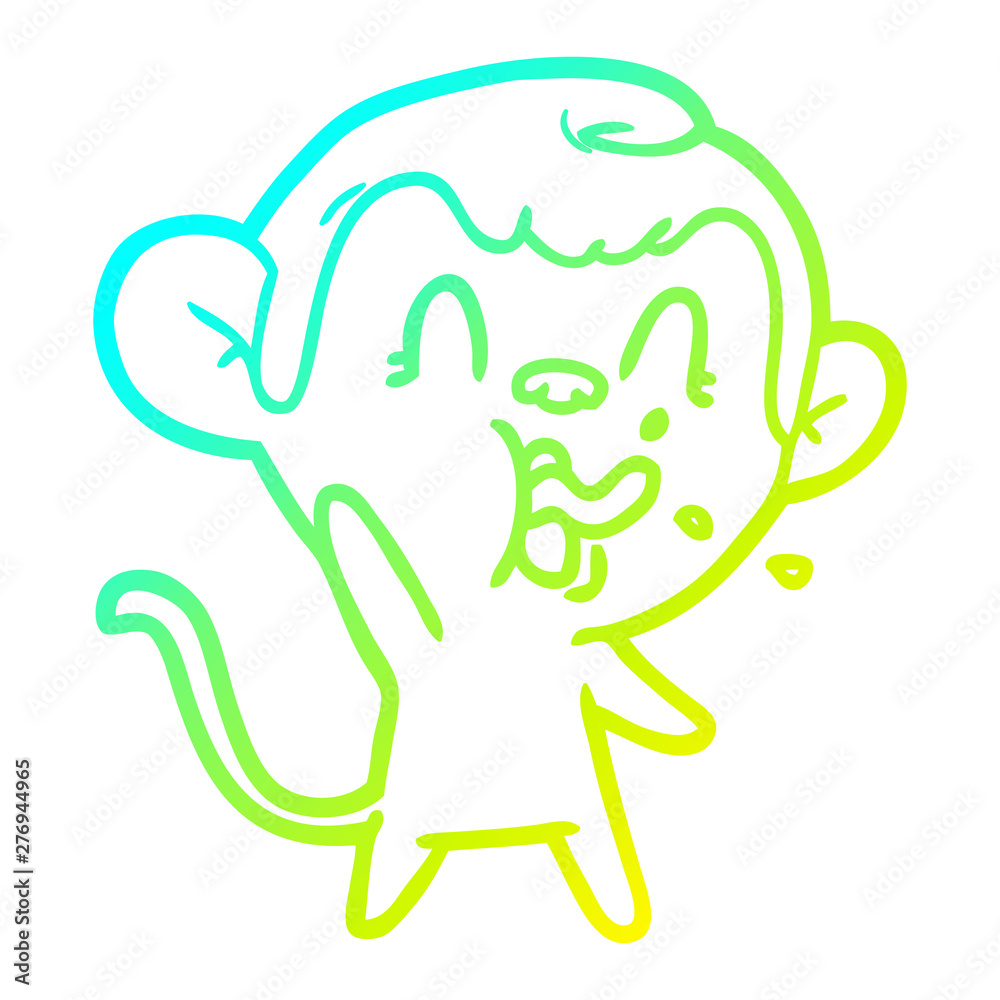 cold gradient line drawing crazy cartoon monkey cold gradient line drawing crazy cartoon monkey