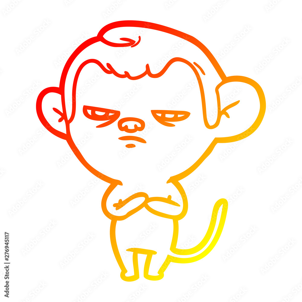 warm gradient line drawing cartoon monkey warm gradient line drawing cartoon monkey