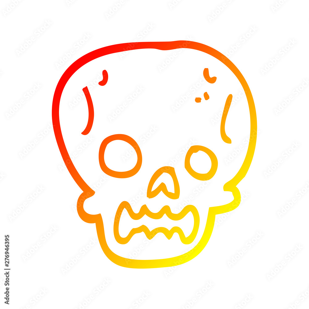 warm gradient line drawing cartoon halloween skull warm gradient line drawing cartoon halloween skull