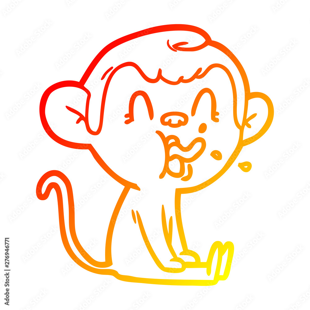 warm gradient line drawing crazy cartoon monkey sitting warm gradient line drawing crazy cartoon monkey sitting