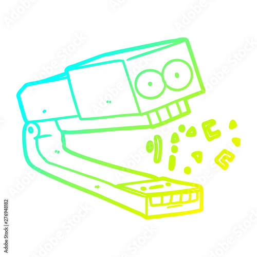 cold gradient line drawing crazy cartoon stapler