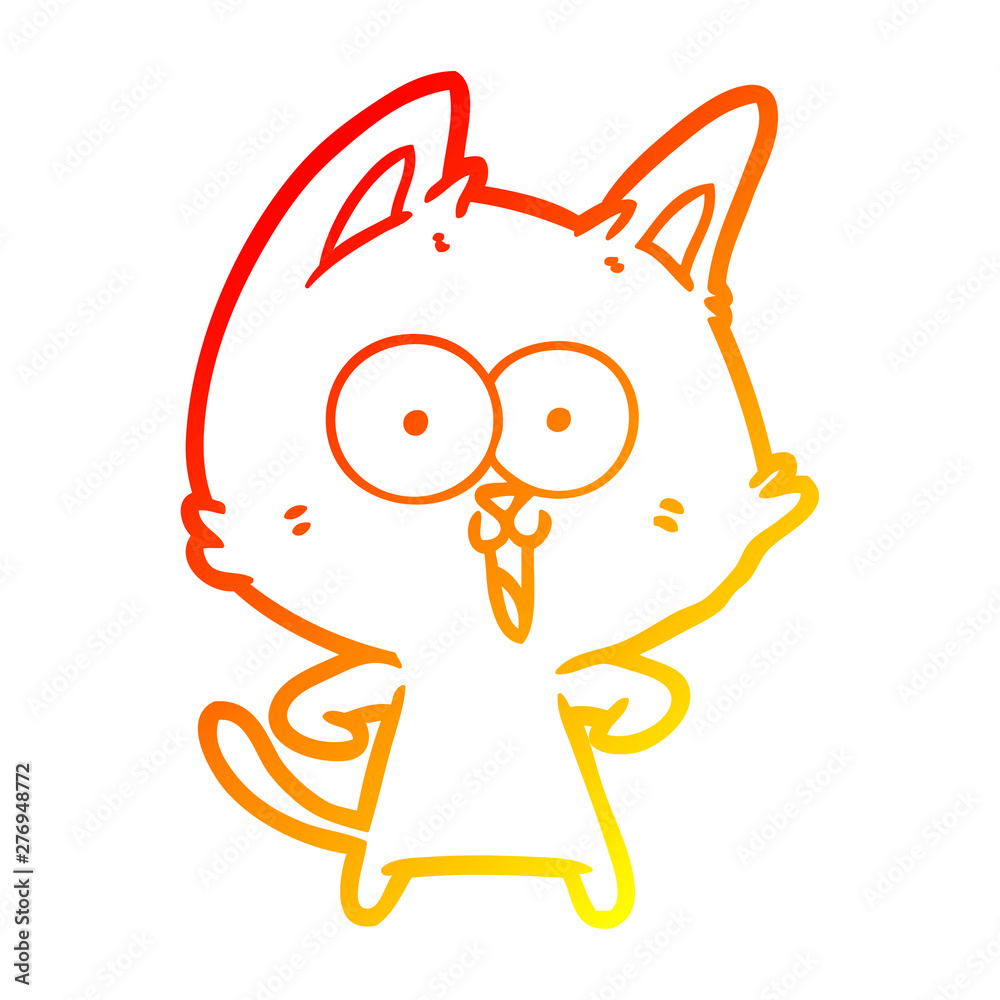 Obraz premium warm gradient line drawing funny cartoon cat