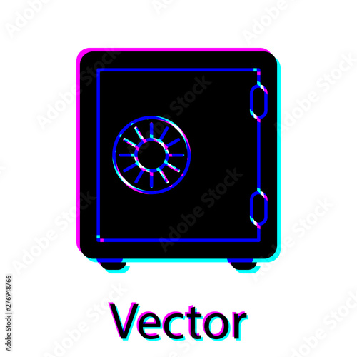 Black Safe icon isolated on white background. The door safe a bank vault with a combination lock. Reliable Data Protection. Vector Illustration