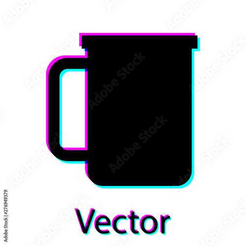 Black Coffee cup flat icon isolated on white background. Tea cup. Hot drink coffee. Vector Illustration