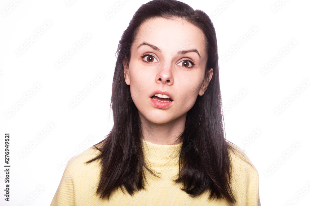 beautiful young girl portrait, white background beautiful young girl portrait, white background