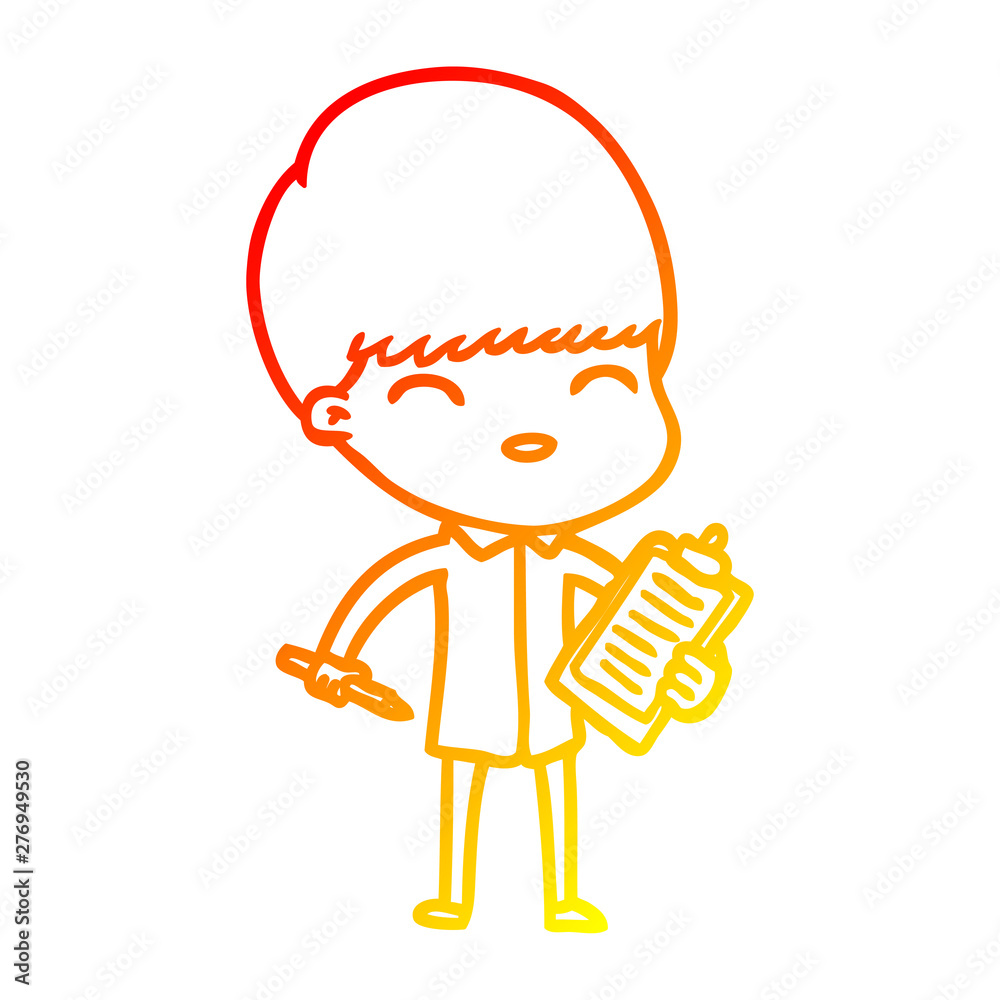 warm gradient line drawing cartoon boy taking notes warm gradient line drawing cartoon boy taking notes