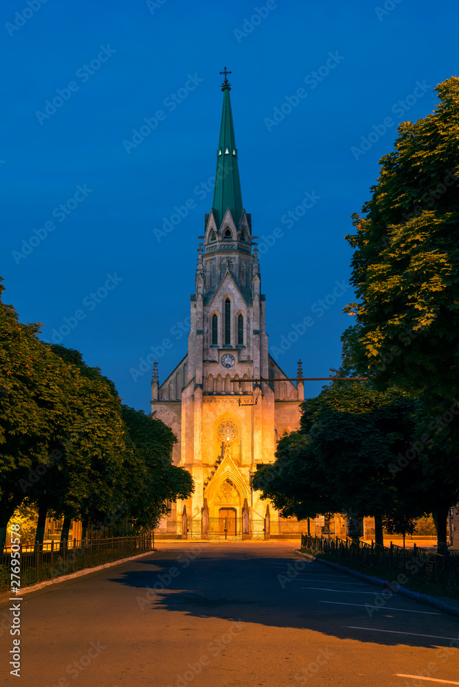 Fototapeta premium Old gothic cathedral in the night.