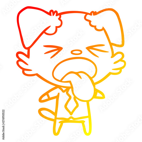 warm gradient line drawing cartoon disgusted dog