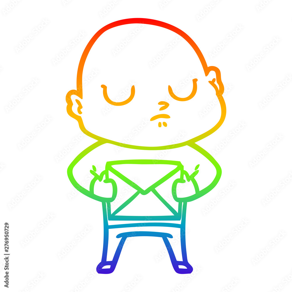 rainbow gradient line drawing cartoon bald man rainbow gradient line drawing cartoon bald man