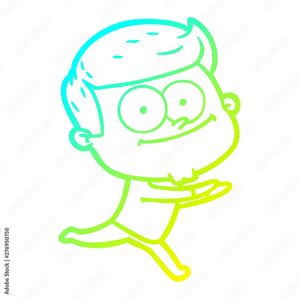 cold gradient line drawing cartoon happy man cold gradient line drawing cartoon happy man