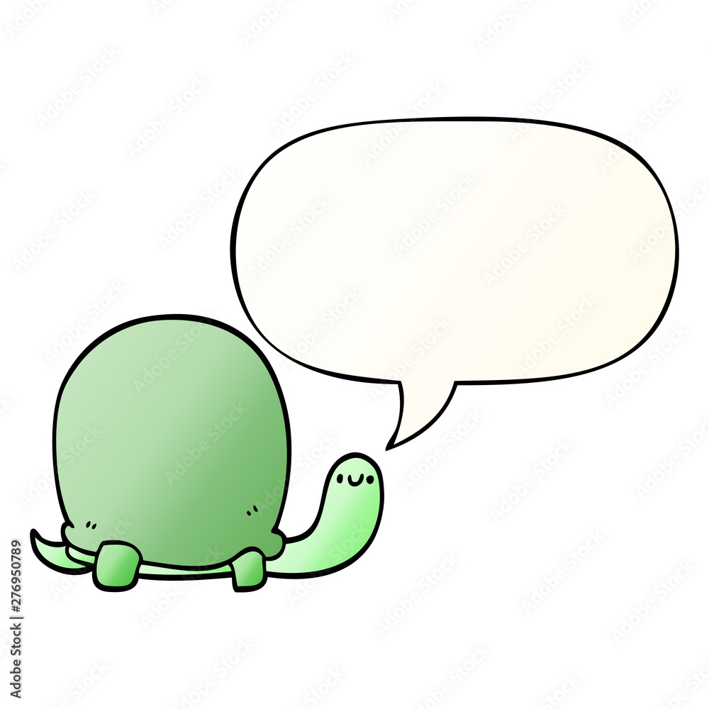 cute cartoon tortoise and speech bubble in smooth gradient style cute cartoon tortoise and speech bubble in smooth gradient style
