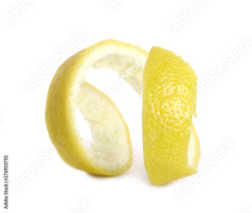 Lemon peel curl isolated on white background