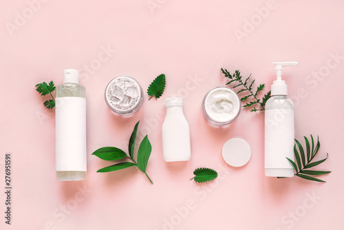 Natural cosmetics and leaves photo
