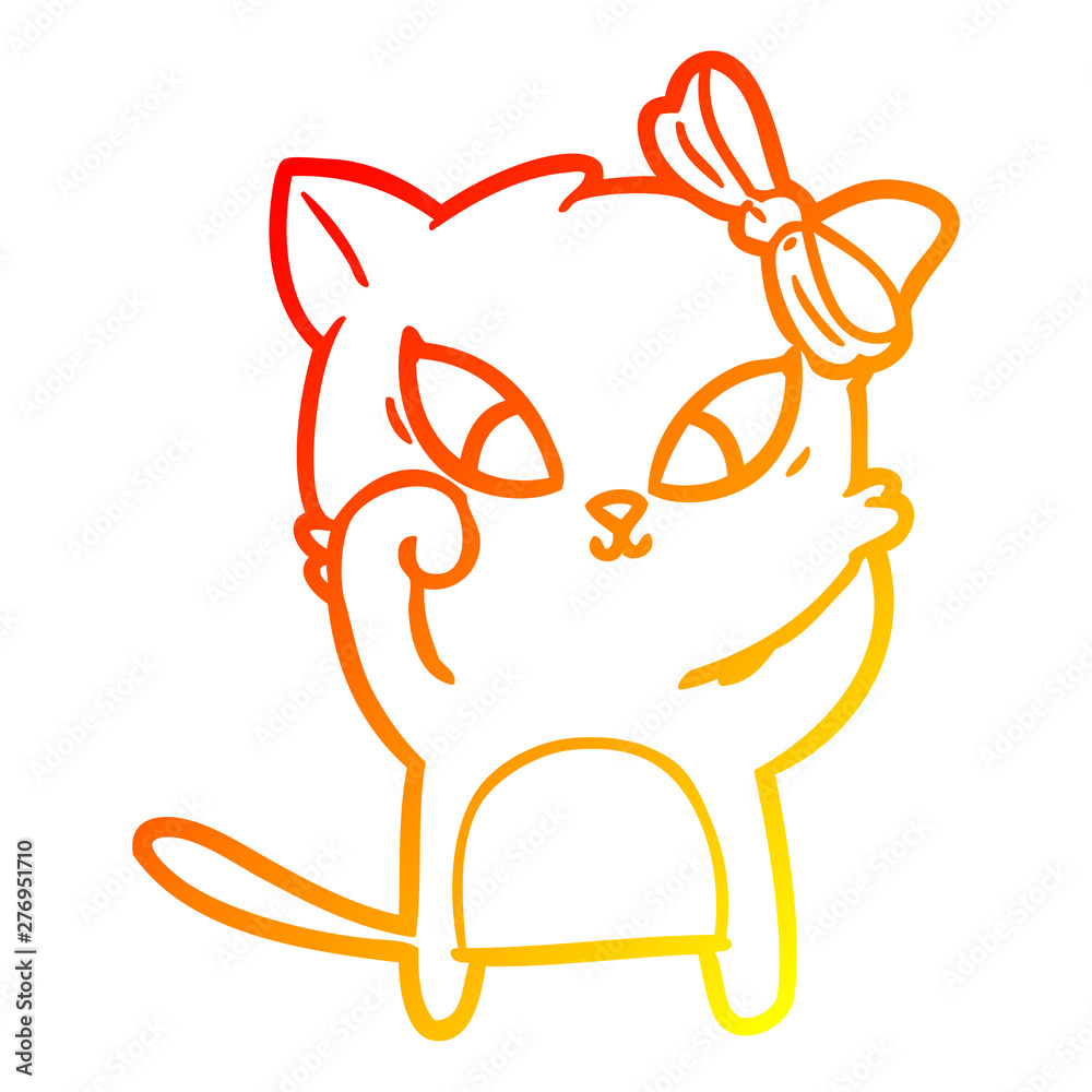 warm gradient line drawing cartoon cat warm gradient line drawing cartoon cat