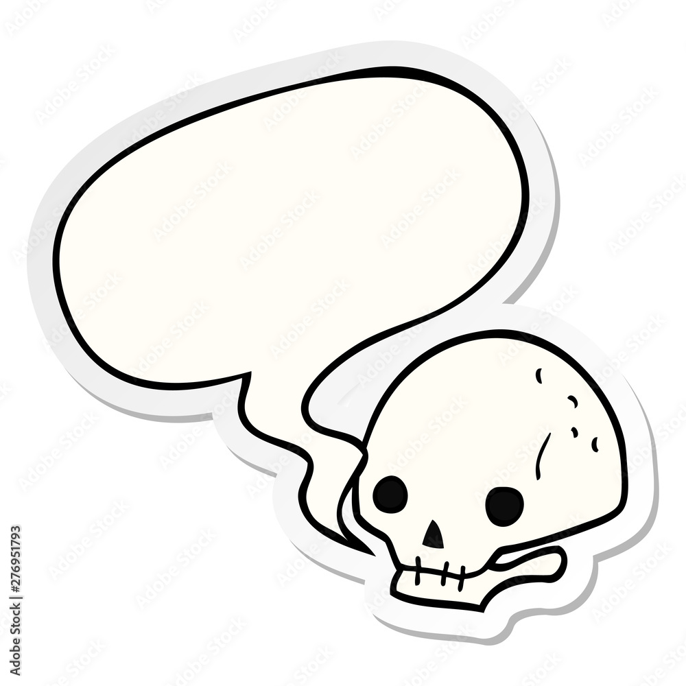 cartoon spooky skull and speech bubble sticker cartoon spooky skull and speech bubble sticker