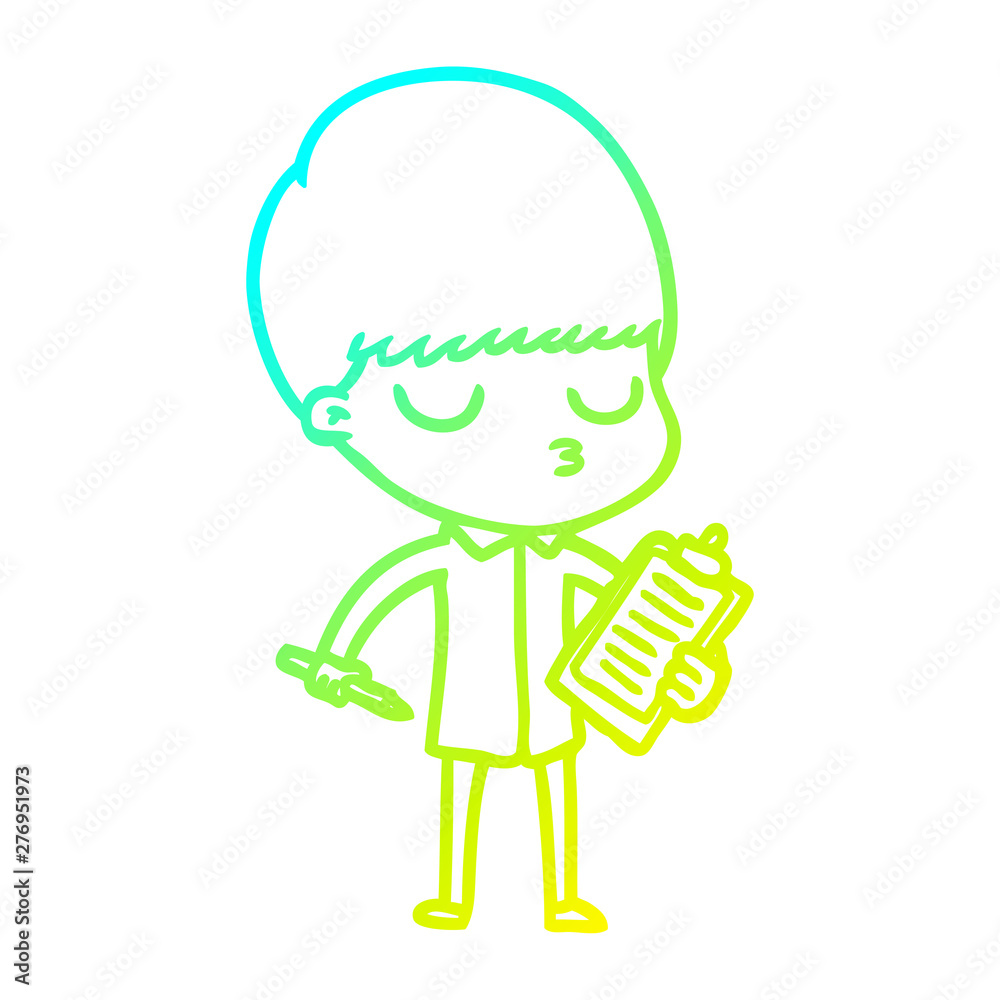cold gradient line drawing cartoon calm boy cold gradient line drawing cartoon calm boy