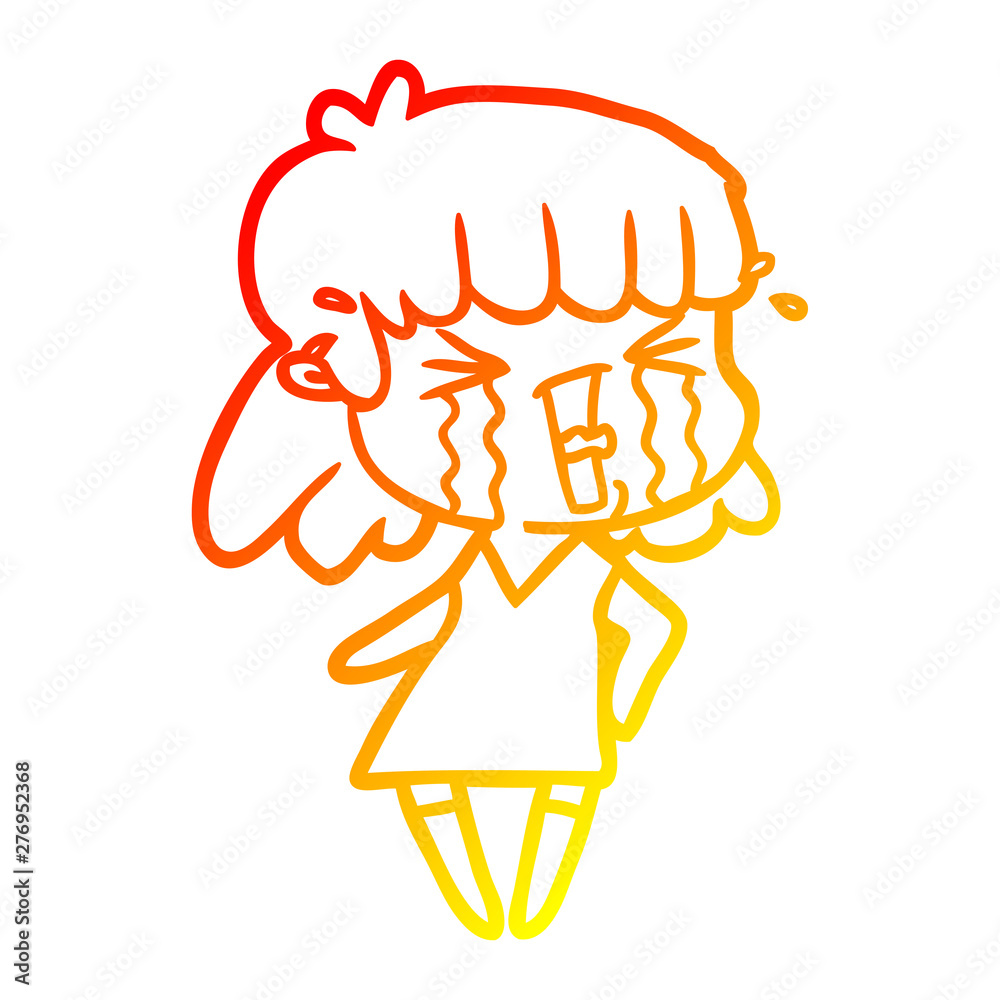 warm gradient line drawing cartoon woman