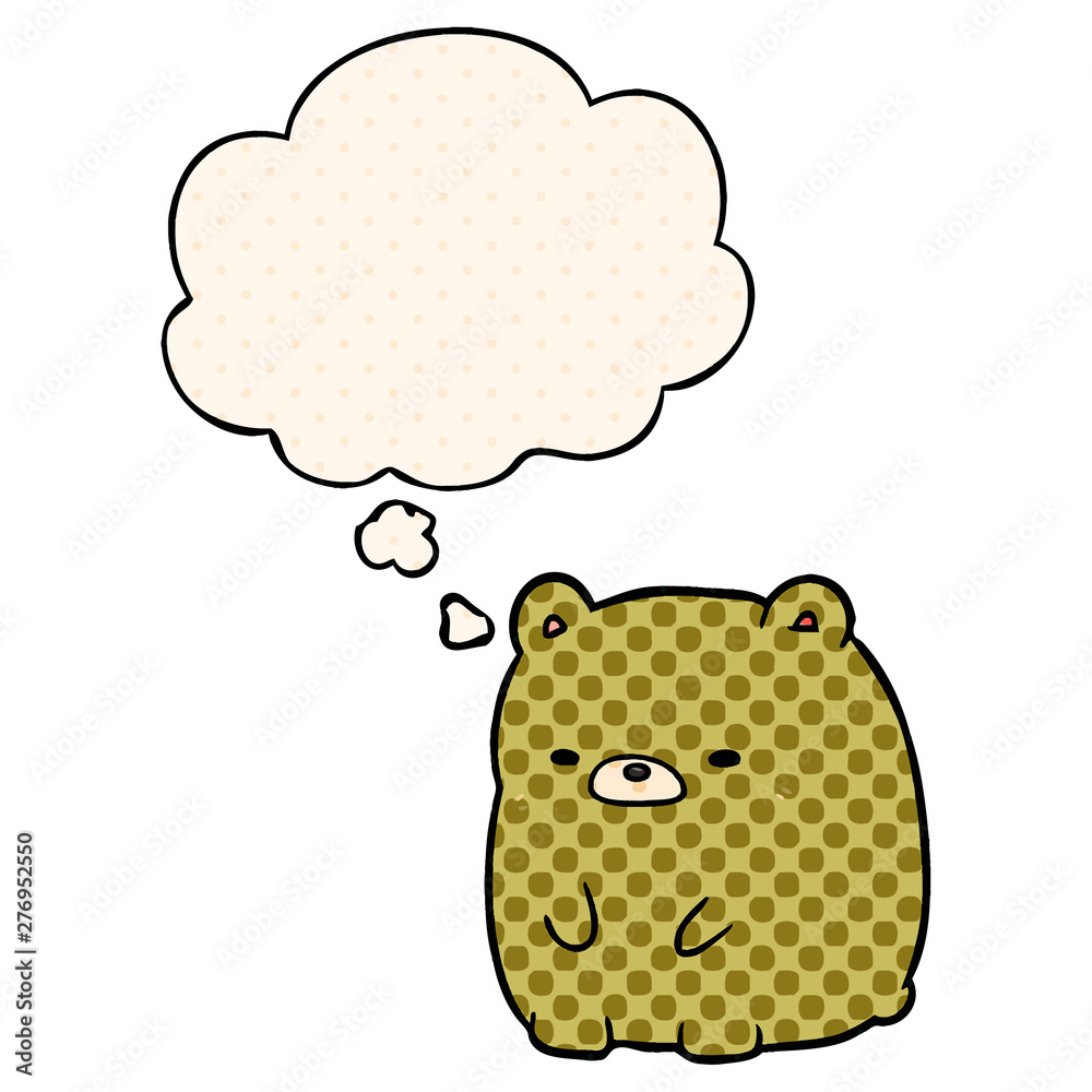 cartoon sad bear and thought bubble in comic book style cartoon sad bear and thought bubble in comic book style
