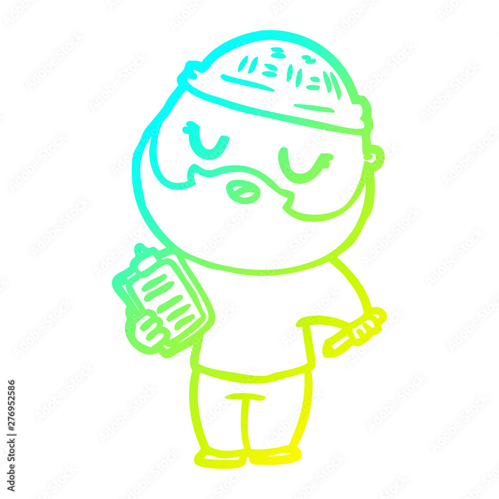 cold gradient line drawing cartoon man with beard cold gradient line drawing cartoon man with beard