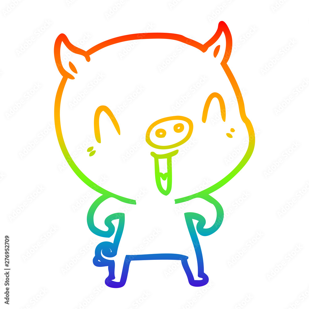rainbow gradient line drawing happy cartoon pig rainbow gradient line drawing happy cartoon pig