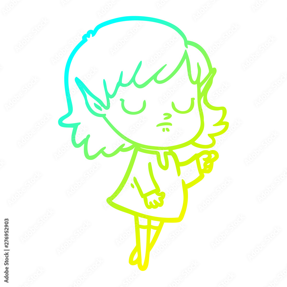 cold gradient line drawing cartoon elf girl cold gradient line drawing cartoon elf girl