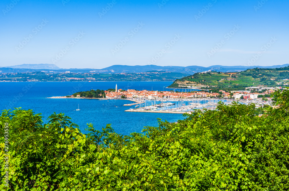 Panorama of Izola on the Slovenian riviera on the Adriatic Mediteranean Sea