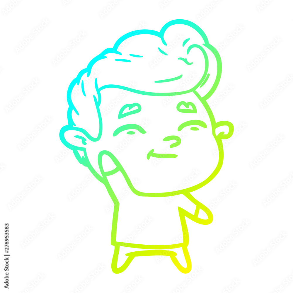 cold gradient line drawing happy cartoon man cold gradient line drawing happy cartoon man