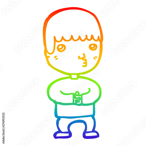 rainbow gradient line drawing cartoon man thinking