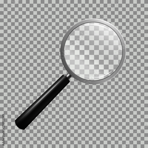 Magnify glass transparent lens, vector illustration