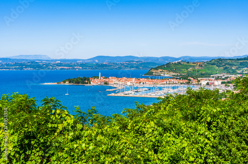 Panorama of Izola on the Slovenian riviera on the Adriatic Mediteranean Sea