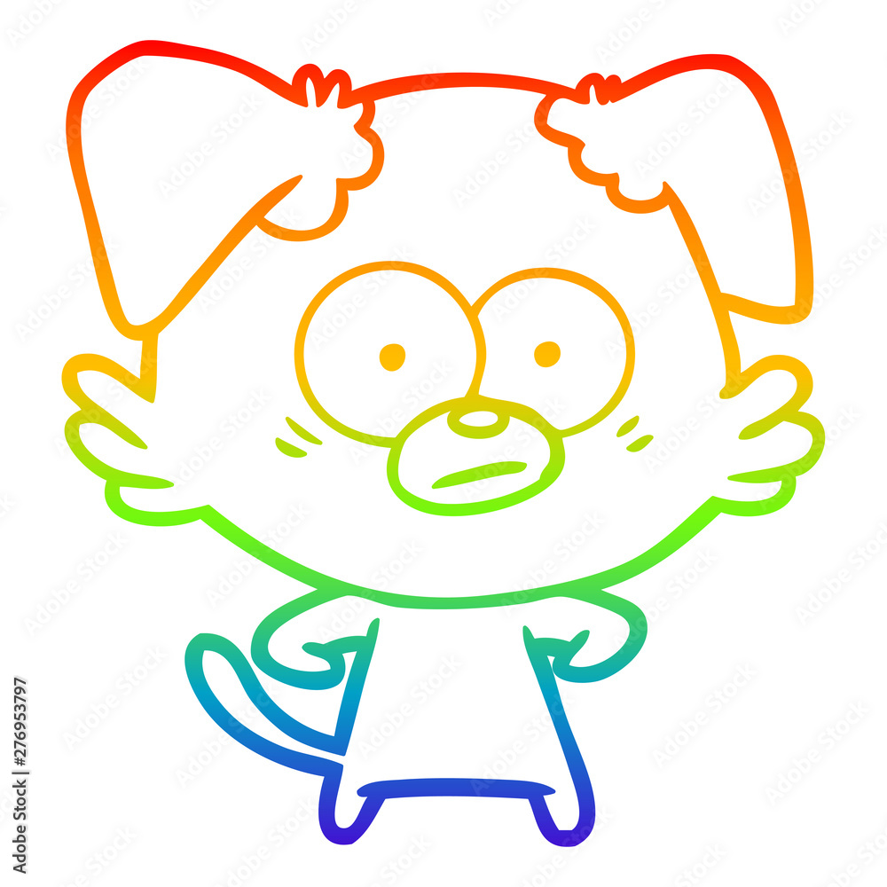rainbow gradient line drawing nervous dog cartoon rainbow gradient line drawing nervous dog cartoon