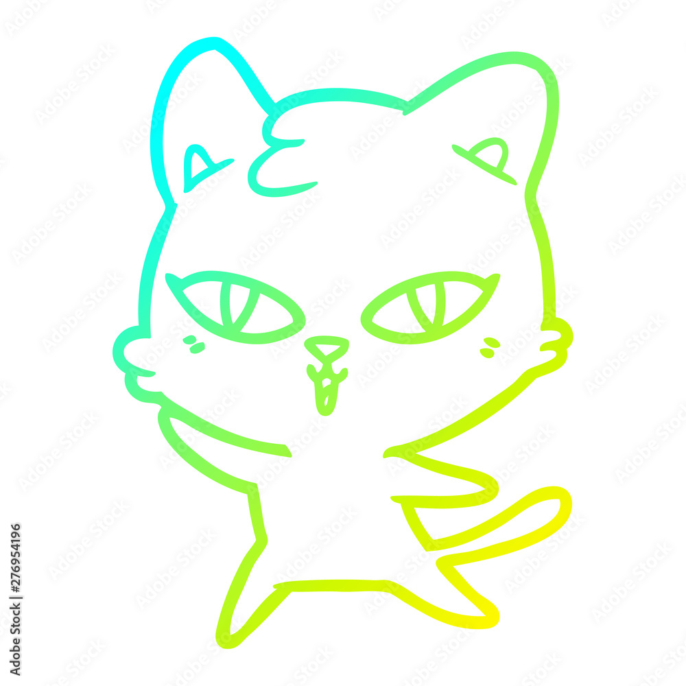 Fototapeta premium cold gradient line drawing cartoon cat