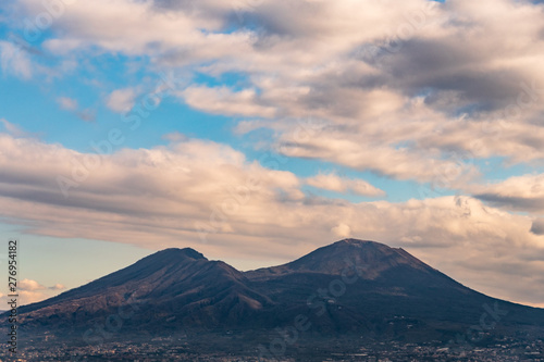 View of the Vesuvius volcano and Mount Somma taken from the square of San Martino