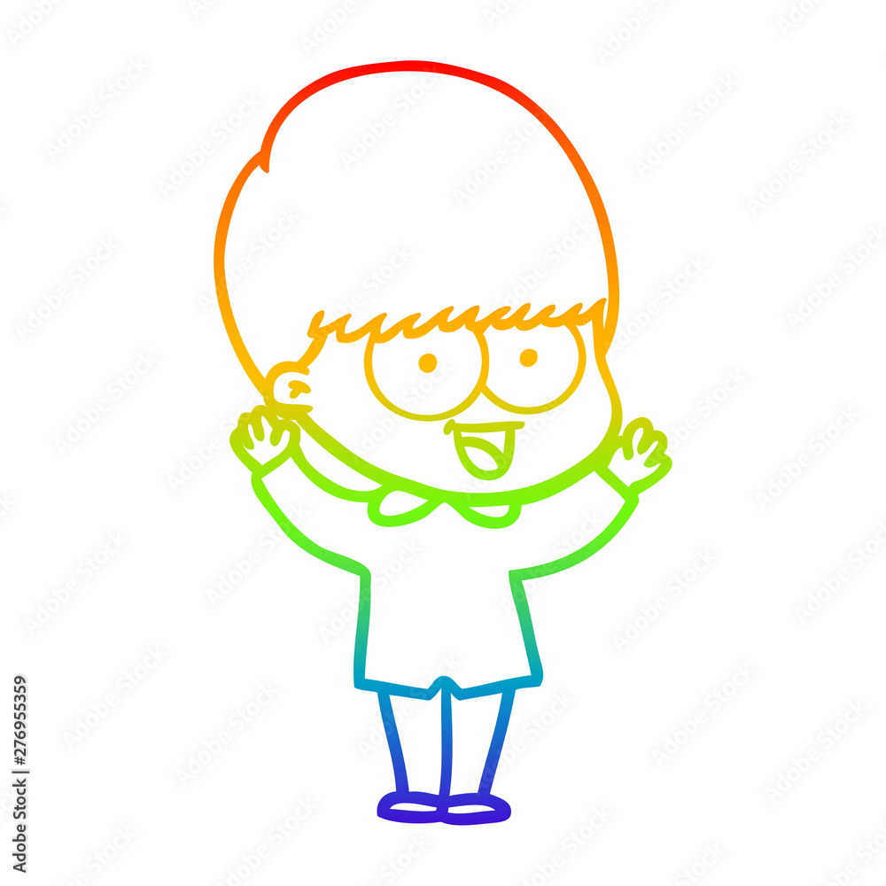 rainbow gradient line drawing happy cartoon boy rainbow gradient line drawing happy cartoon boy