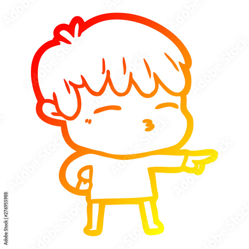 warm gradient line drawing cartoon curious boy