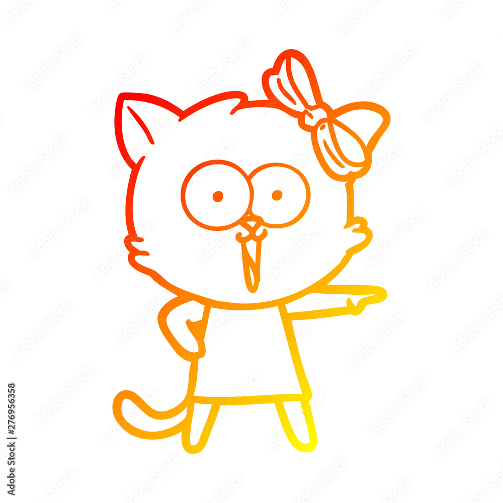 warm gradient line drawing cartoon cat warm gradient line drawing cartoon cat