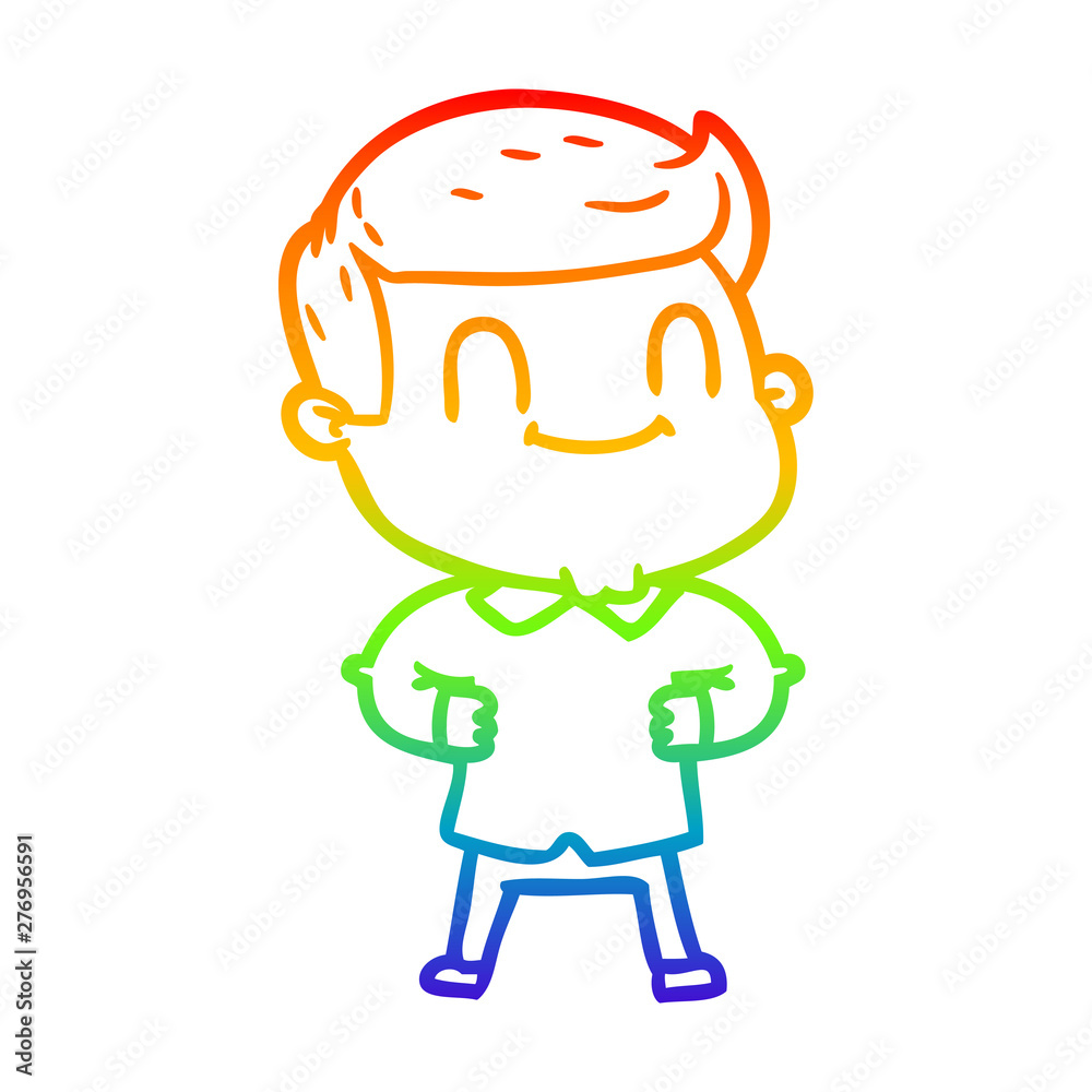 rainbow gradient line drawing cartoon friendly man rainbow gradient line drawing cartoon friendly man