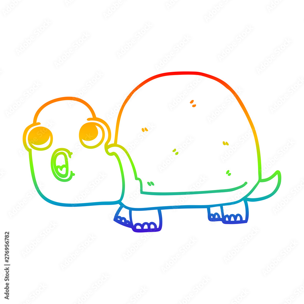 Fototapeta premium rainbow gradient line drawing cartoon shocked turtle