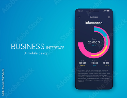 Vector graphics mobile infographics with four options. Template for creating mobile applications, workflow layout, diagram, banner, web design, business reports with 4 steps