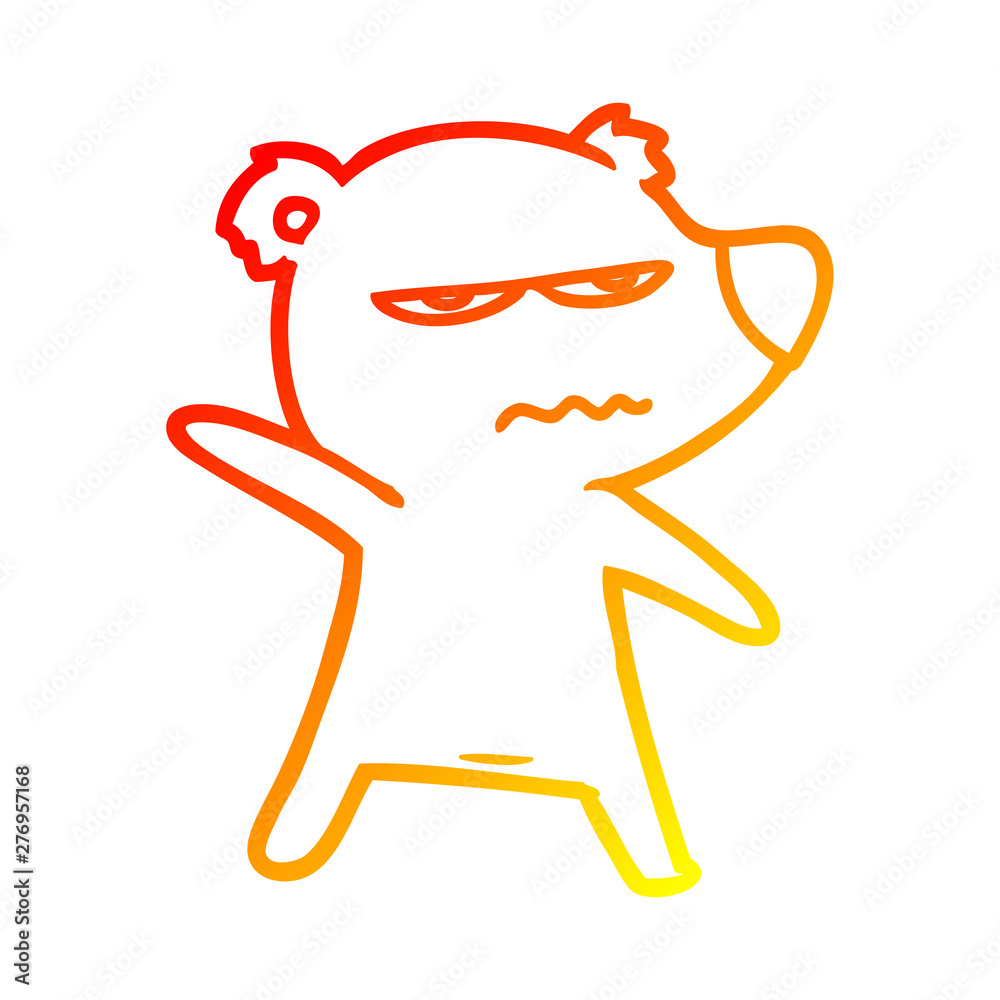 warm gradient line drawing angry bear polar cartoon pointing