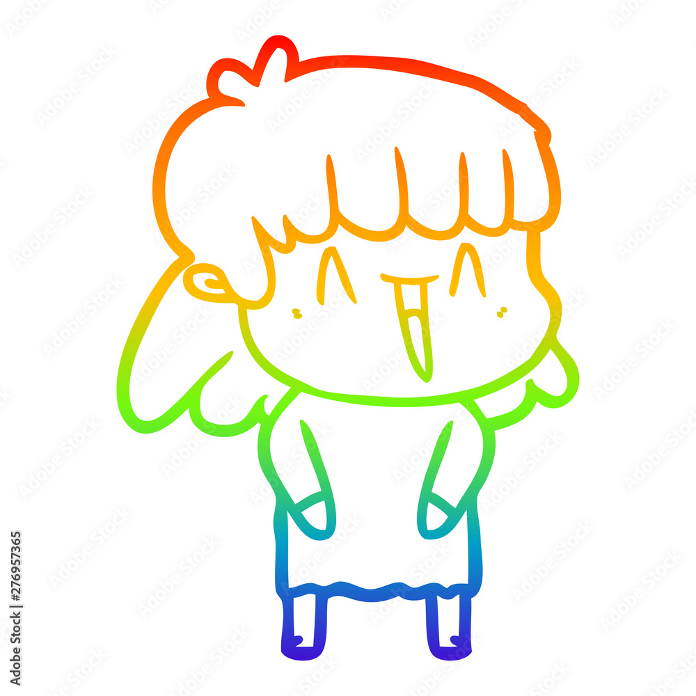 rainbow gradient line drawing cartoon woman rainbow gradient line drawing cartoon woman