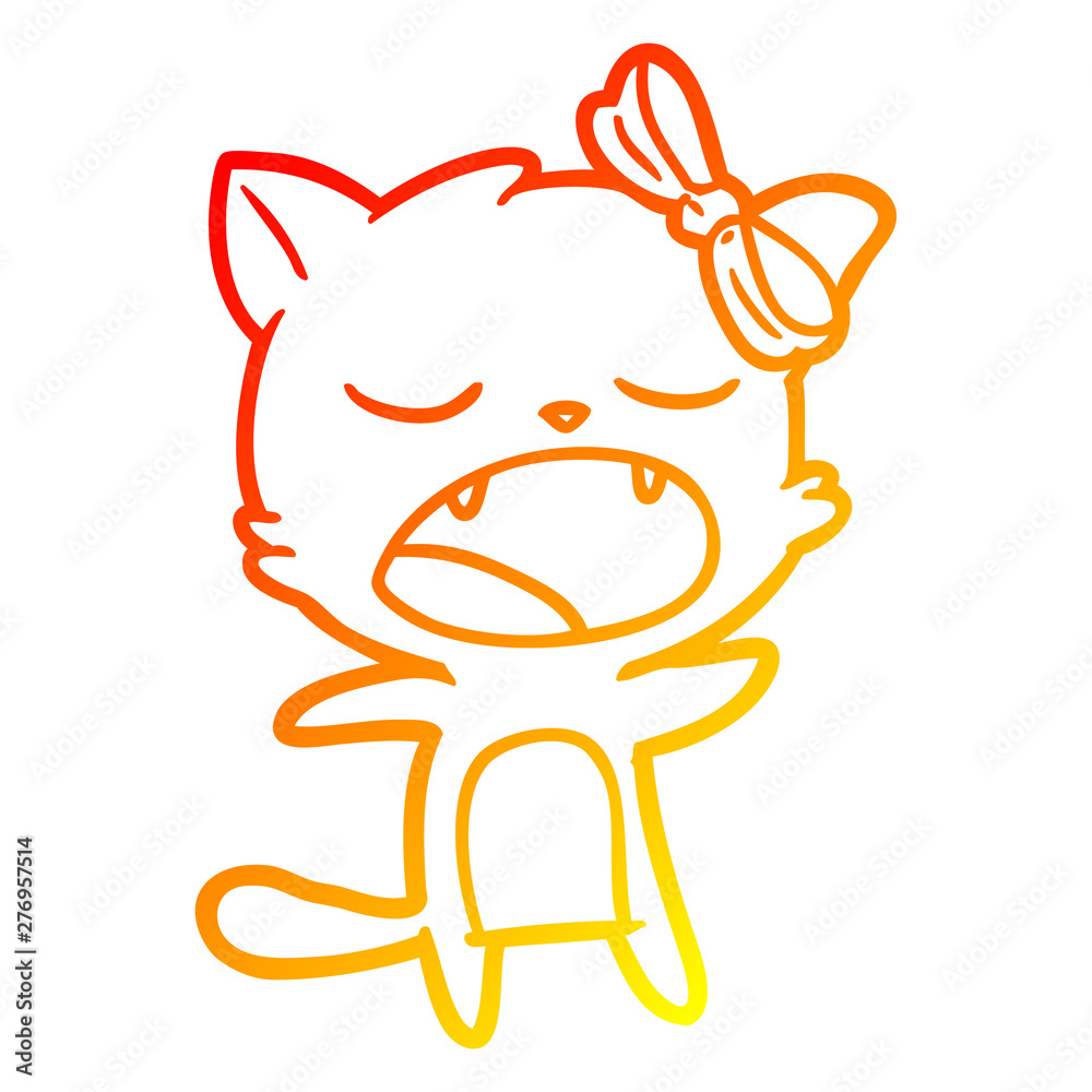 Obraz premium warm gradient line drawing cartoon singing cat