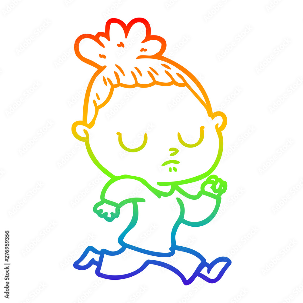 rainbow gradient line drawing cartoon calm woman rainbow gradient line drawing cartoon calm woman