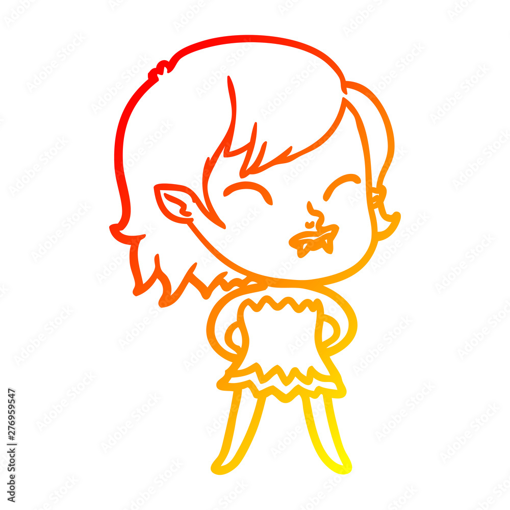 warm gradient line drawing cartoon vampire girl with blood on cheek warm gradient line drawing cartoon vampire girl with blood on cheek