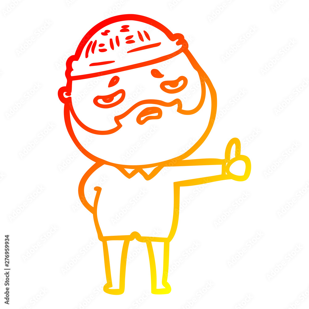 warm gradient line drawing cartoon worried man with beard warm gradient line drawing cartoon worried man with beard